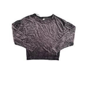 Free People Crushed Velvet Puff-Sleeve Shirt Size XS Charcoal Gray We The Free